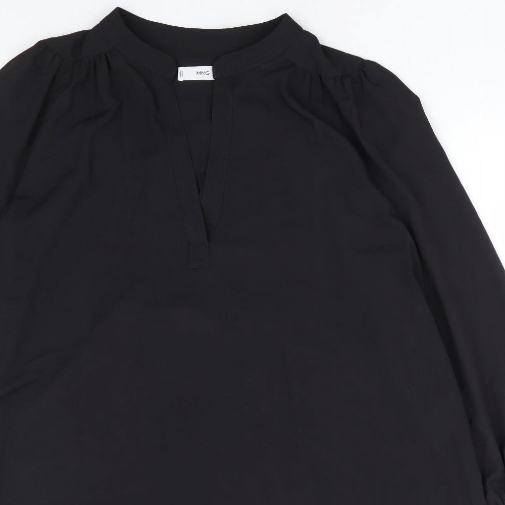 Mango Womens Black Polyester A-Line Size XL V-Neck Pullover