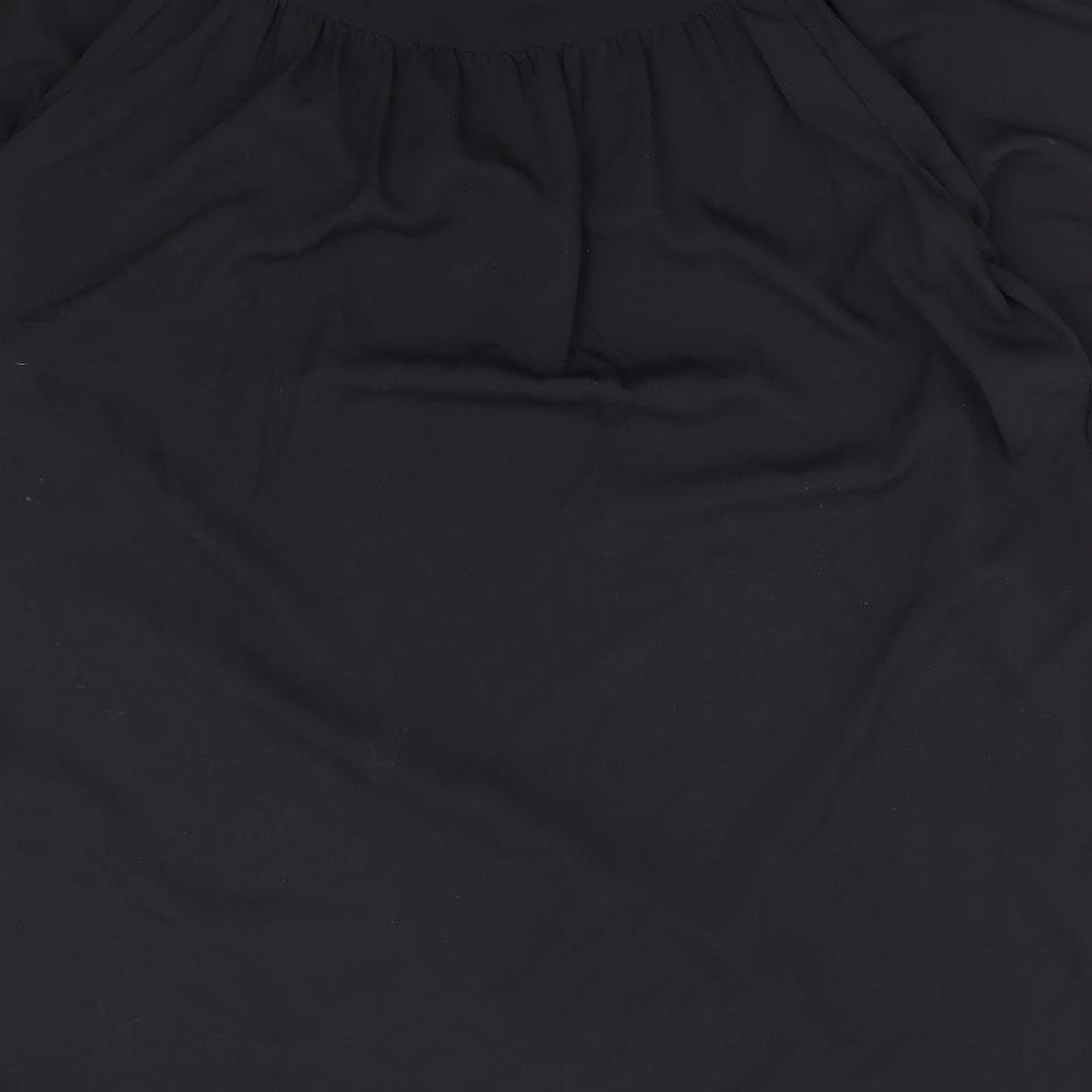 Mango Womens Black Polyester A-Line Size XL V-Neck Pullover
