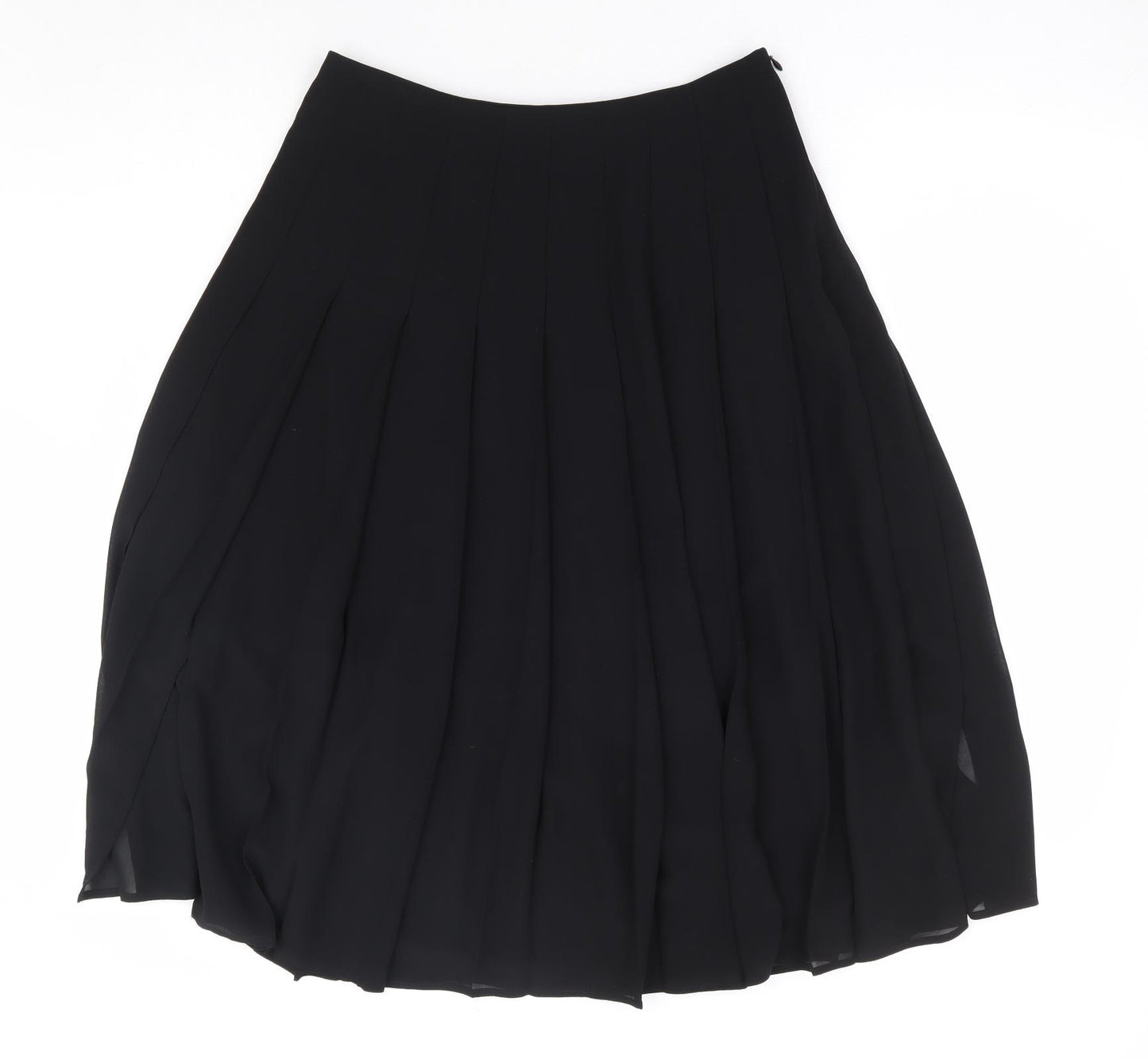 Reiss Womens Black Polyester Pleated Skirt Size 10 Zip