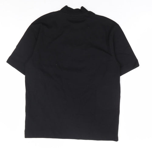 Zara Womens Black Cotton Basic T-Shirt Size M Mock Neck