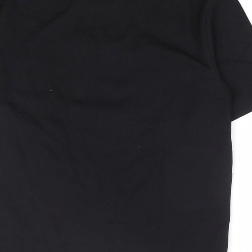 Zara Womens Black Cotton Basic T-Shirt Size M Mock Neck