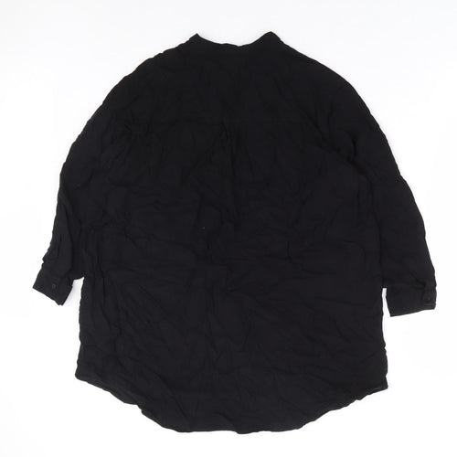 H&M Womens Black Viscose Basic Blouse Size 8 V-Neck