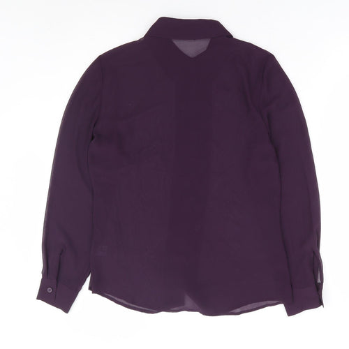 Planet Womens Purple Polyester Basic Button-Up Size 8 Collared