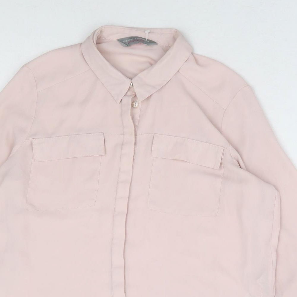 Dorothy Perkins Womens Pink Polyester Basic Button-Up Size 8 Collared
