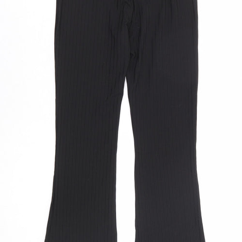 SheIn Womens Black Polyester Trousers Size XS L28 in Regular - Ribbed