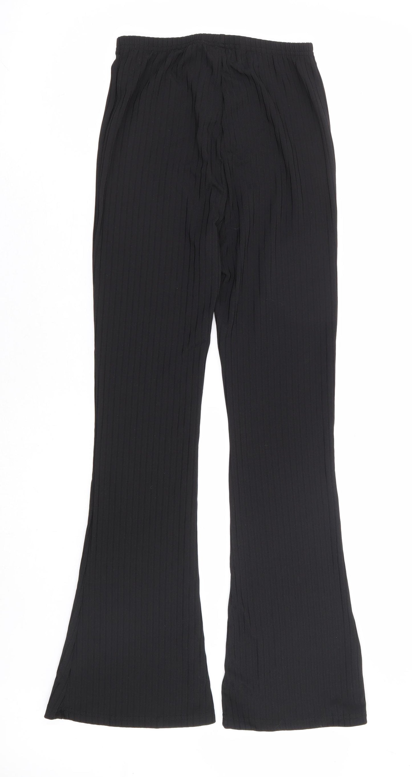 SheIn Womens Black Polyester Trousers Size XS L28 in Regular - Ribbed