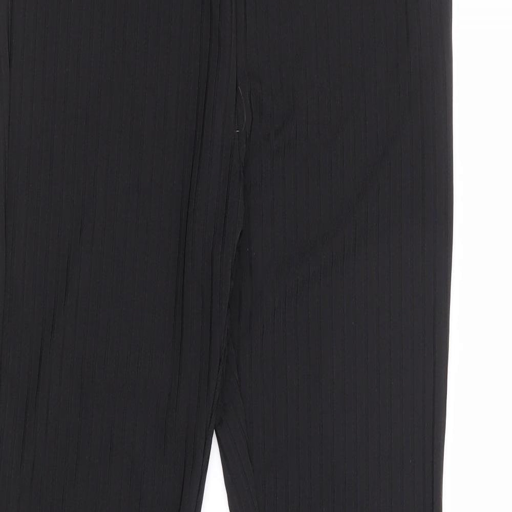 SheIn Womens Black Polyester Trousers Size XS L28 in Regular - Ribbed