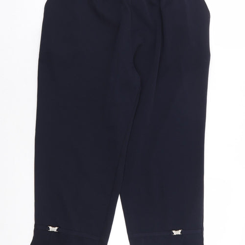 Afibel Womens Blue Polyester Cropped Trousers Size 14 L22 in Regular - Butterfly