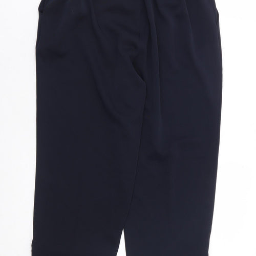 Afibel Womens Blue Polyester Cropped Trousers Size 14 L22 in Regular - Butterfly
