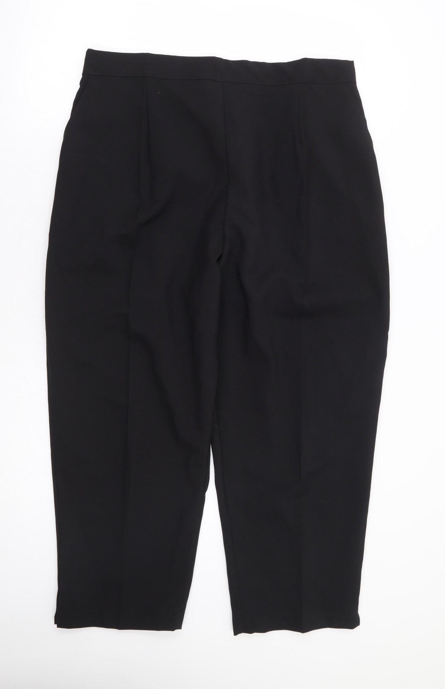 Preworn Womens Black Polyester Trousers Size 22 L26 in Regular - Short Length