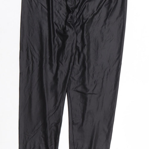 Boohoo Womens Black Polyester Jogger Leggings Size 10 L24 in - Wet Look Legging