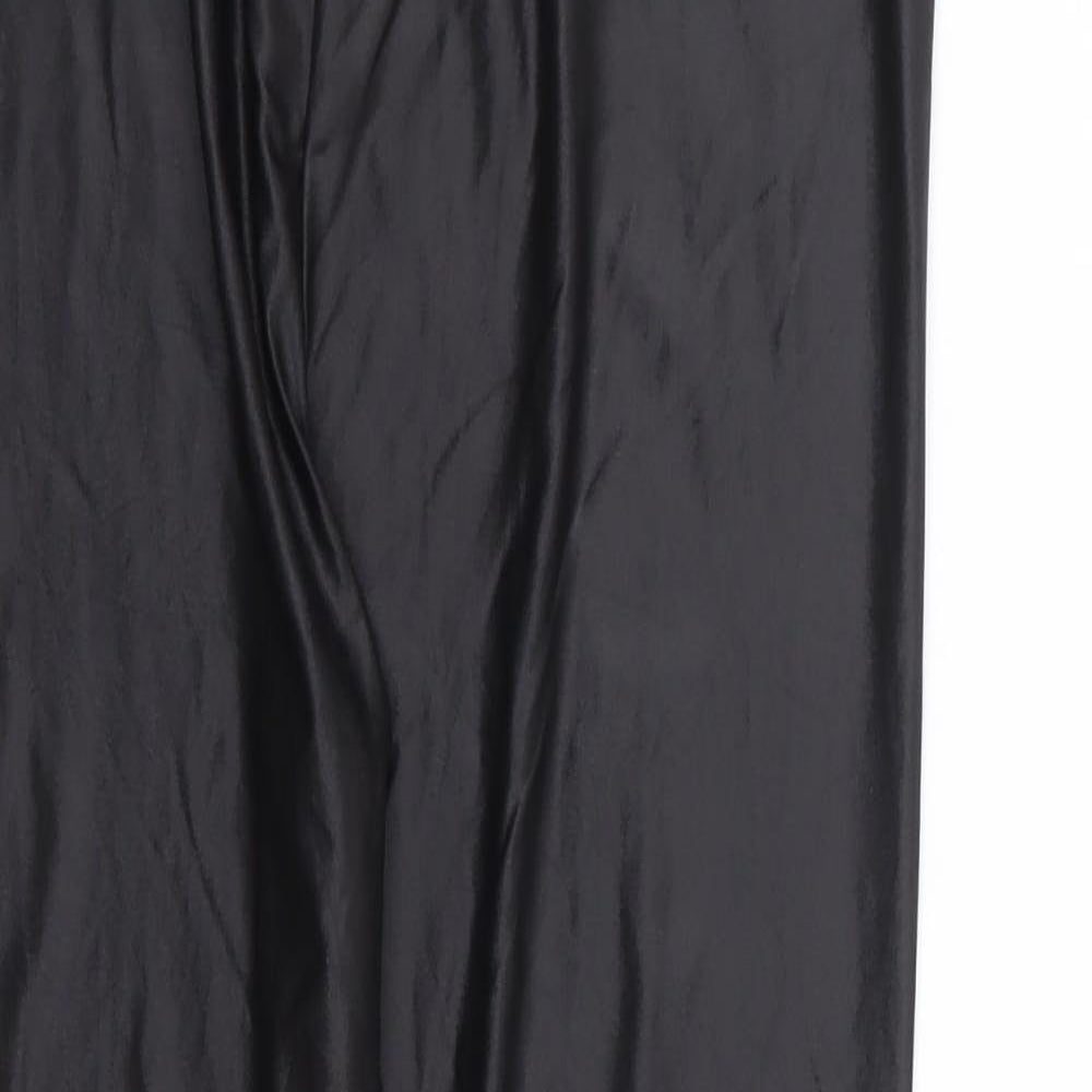 Boohoo Womens Black Polyester Jogger Leggings Size 10 L24 in - Wet Look Legging