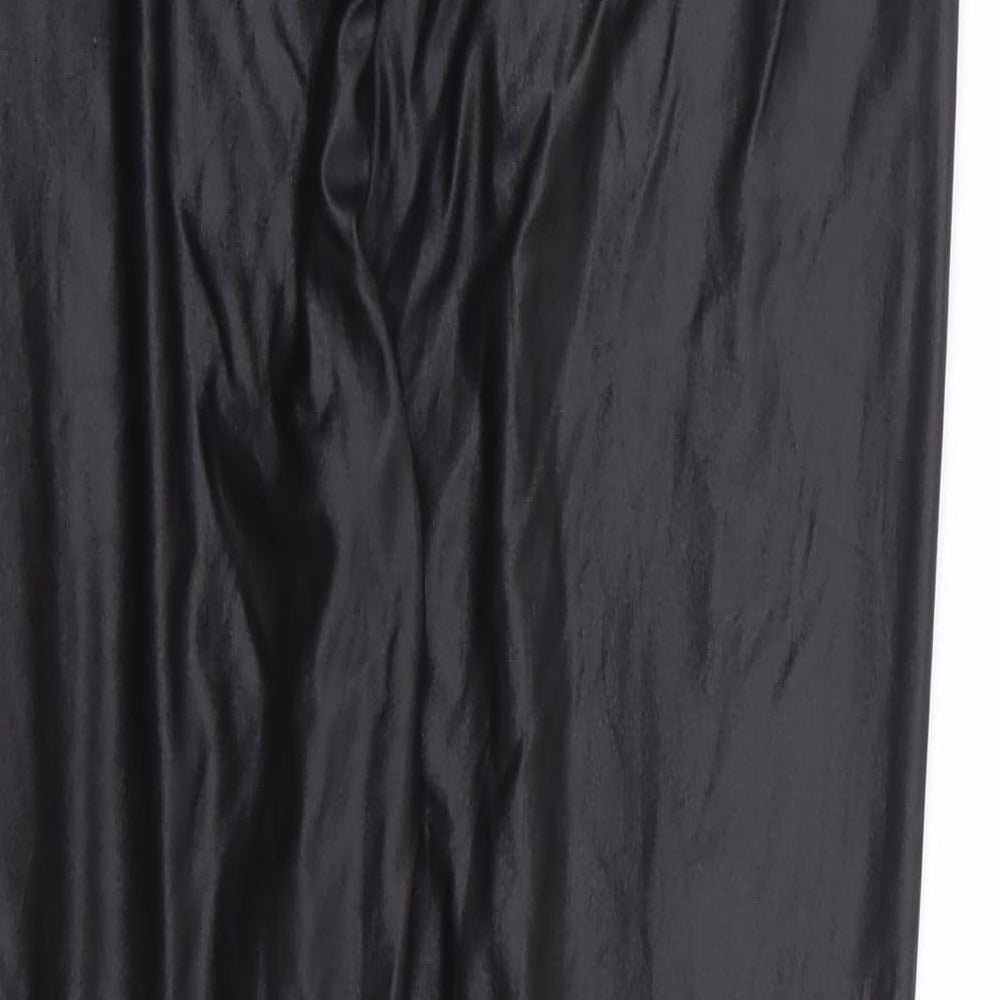 Boohoo Womens Black Polyester Jogger Leggings Size 10 L24 in - Wet Look Legging