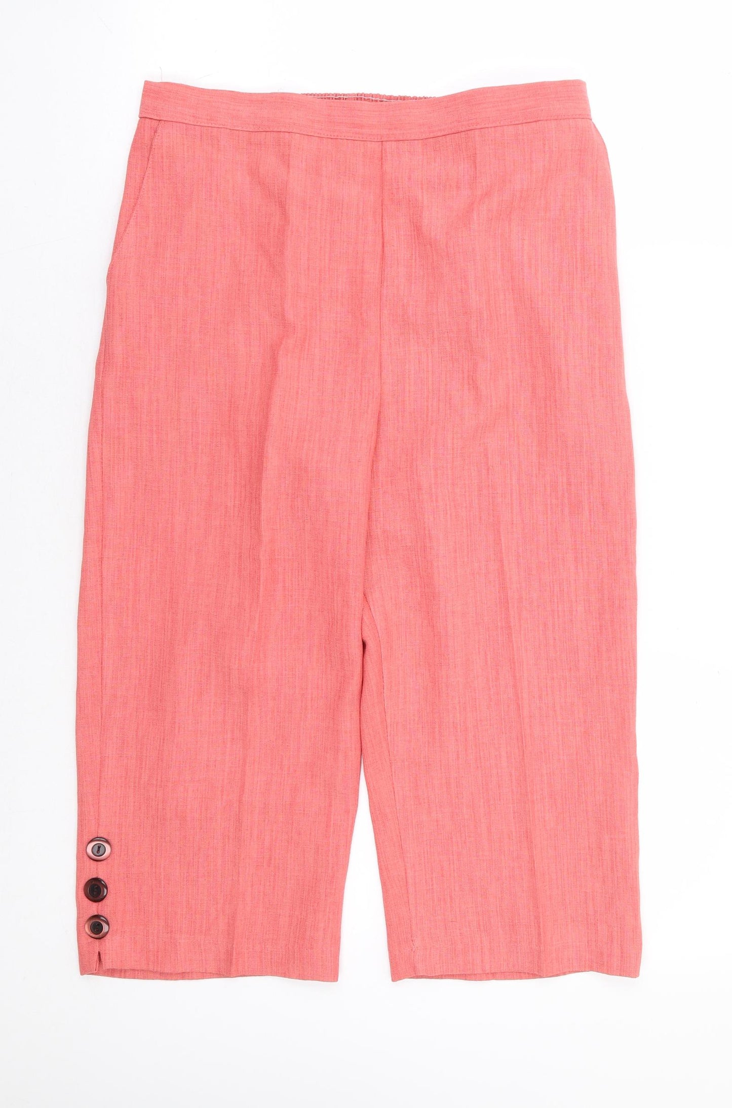 Preworn Womens Pink Polyester Cropped Trousers Size 14 L20 in Regular
