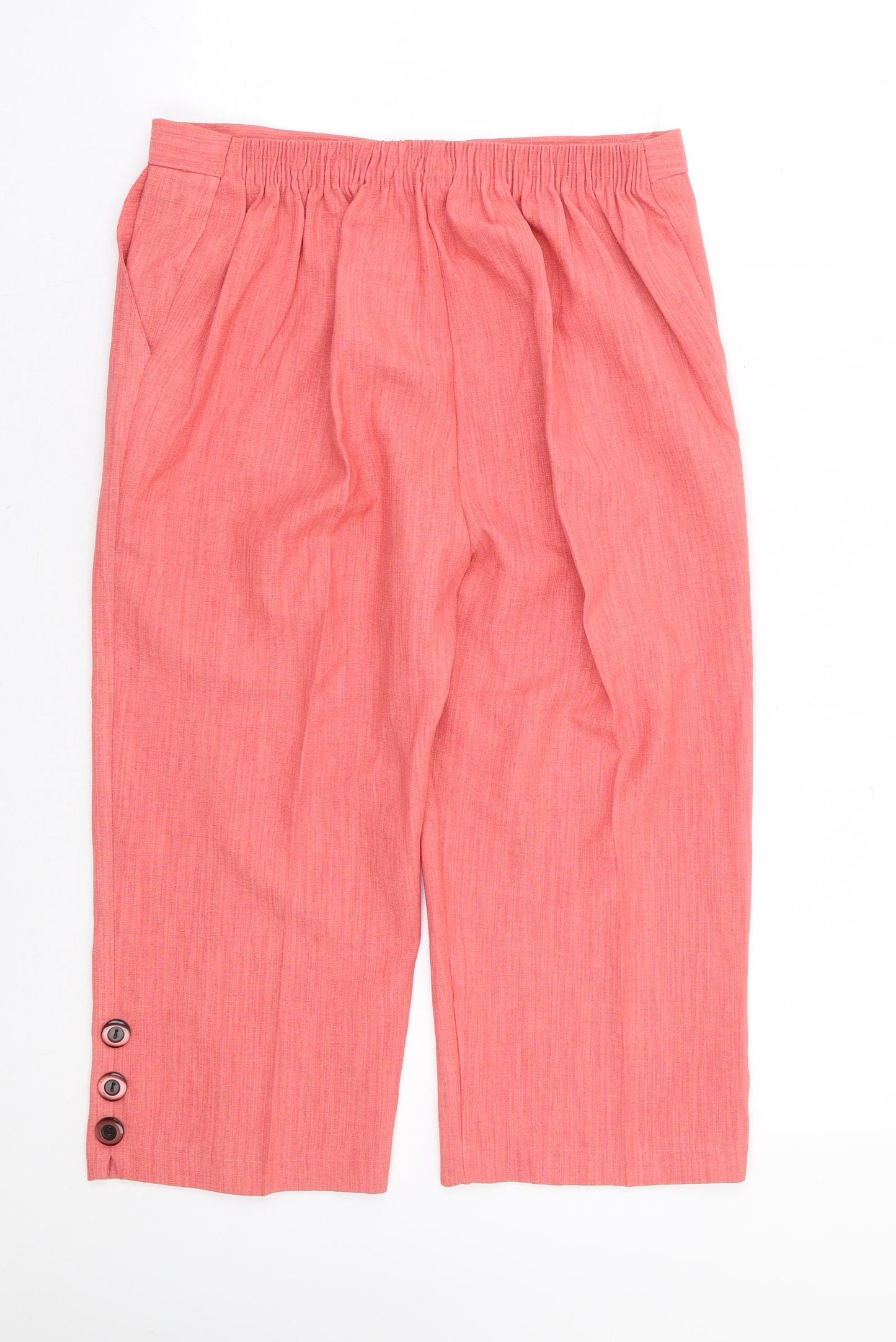 Preworn Womens Pink Polyester Cropped Trousers Size 14 L20 in Regular