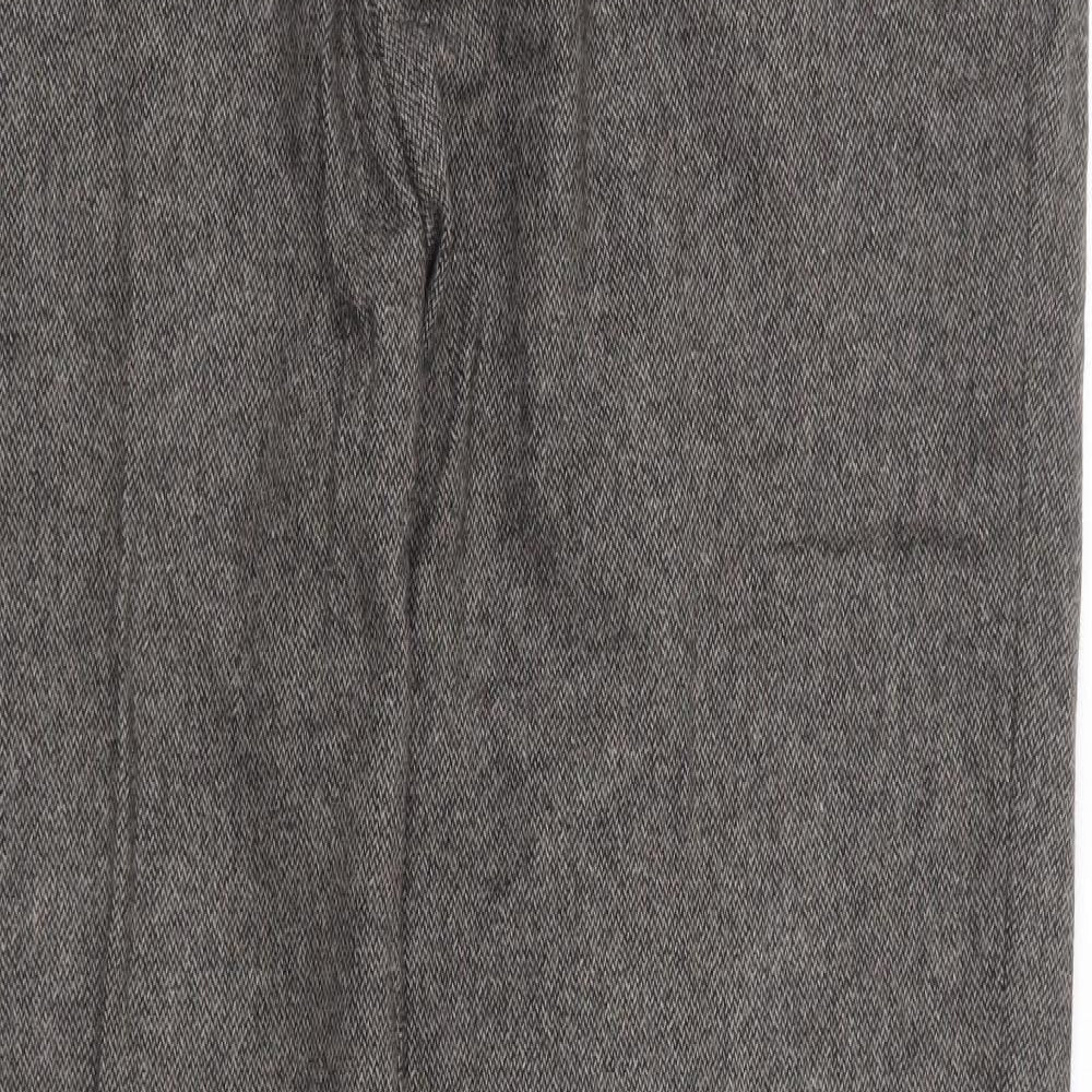 Ed Walters Mens Brown Wool Trousers Size 36 in L31 in Regular Zip