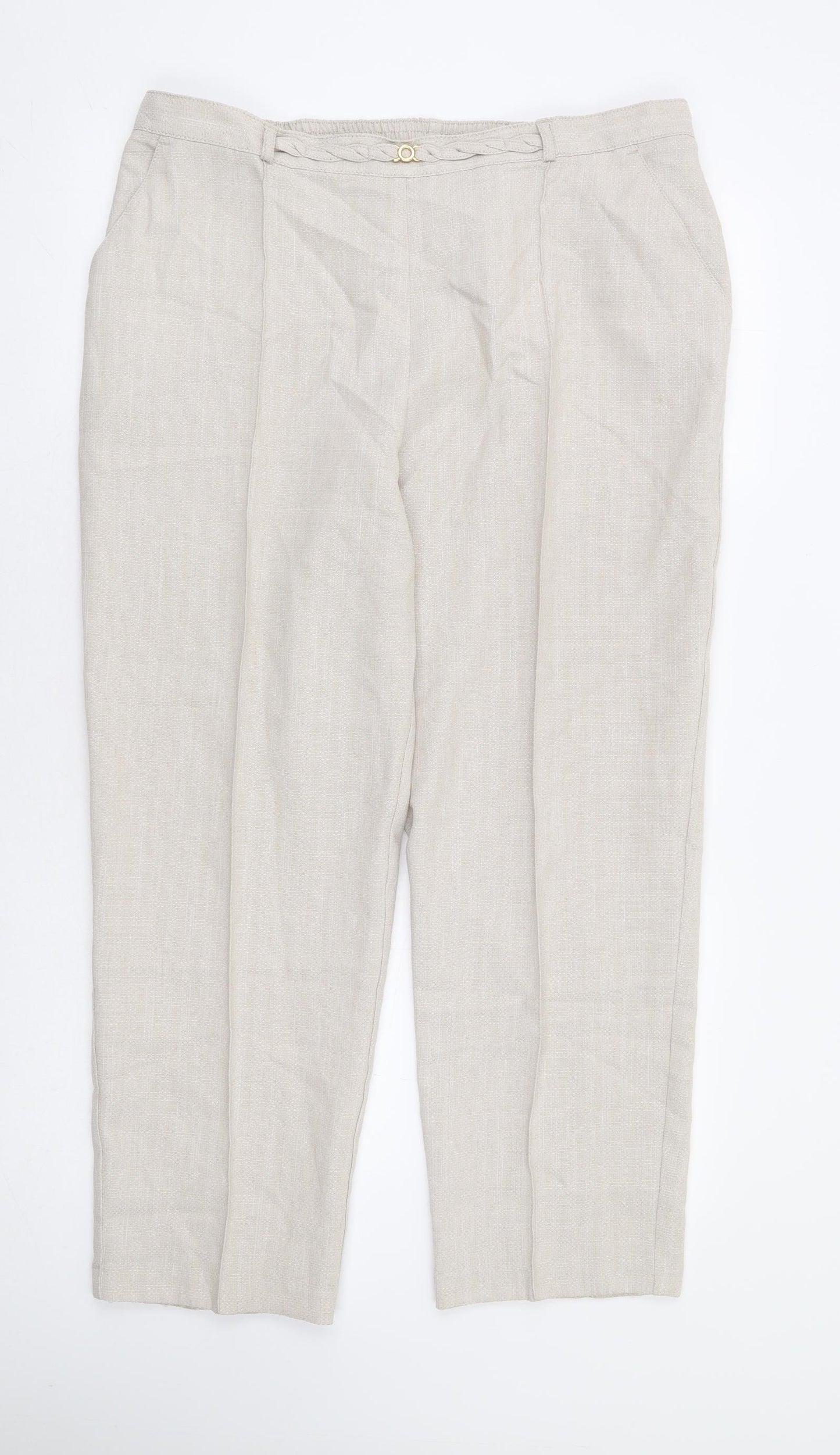 Marks and Spencer Womens Beige Polyester Trousers Size 18 L27 in Regular - Short Length