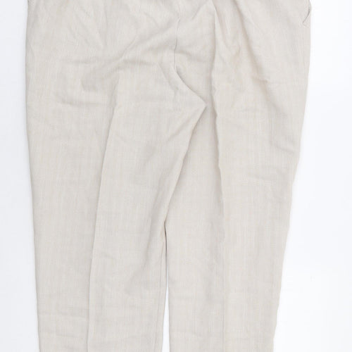 Marks and Spencer Womens Beige Polyester Trousers Size 18 L27 in Regular - Short Length