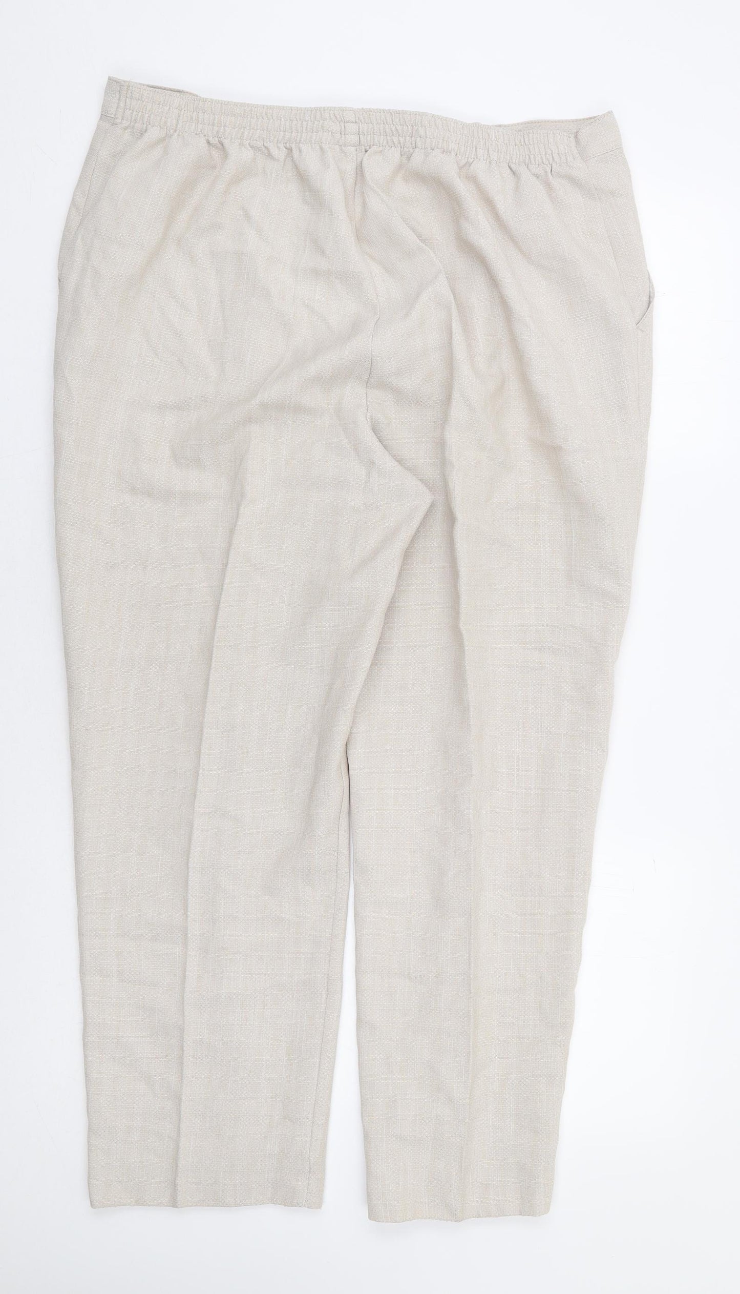 Marks and Spencer Womens Beige Polyester Trousers Size 18 L27 in Regular - Short Length