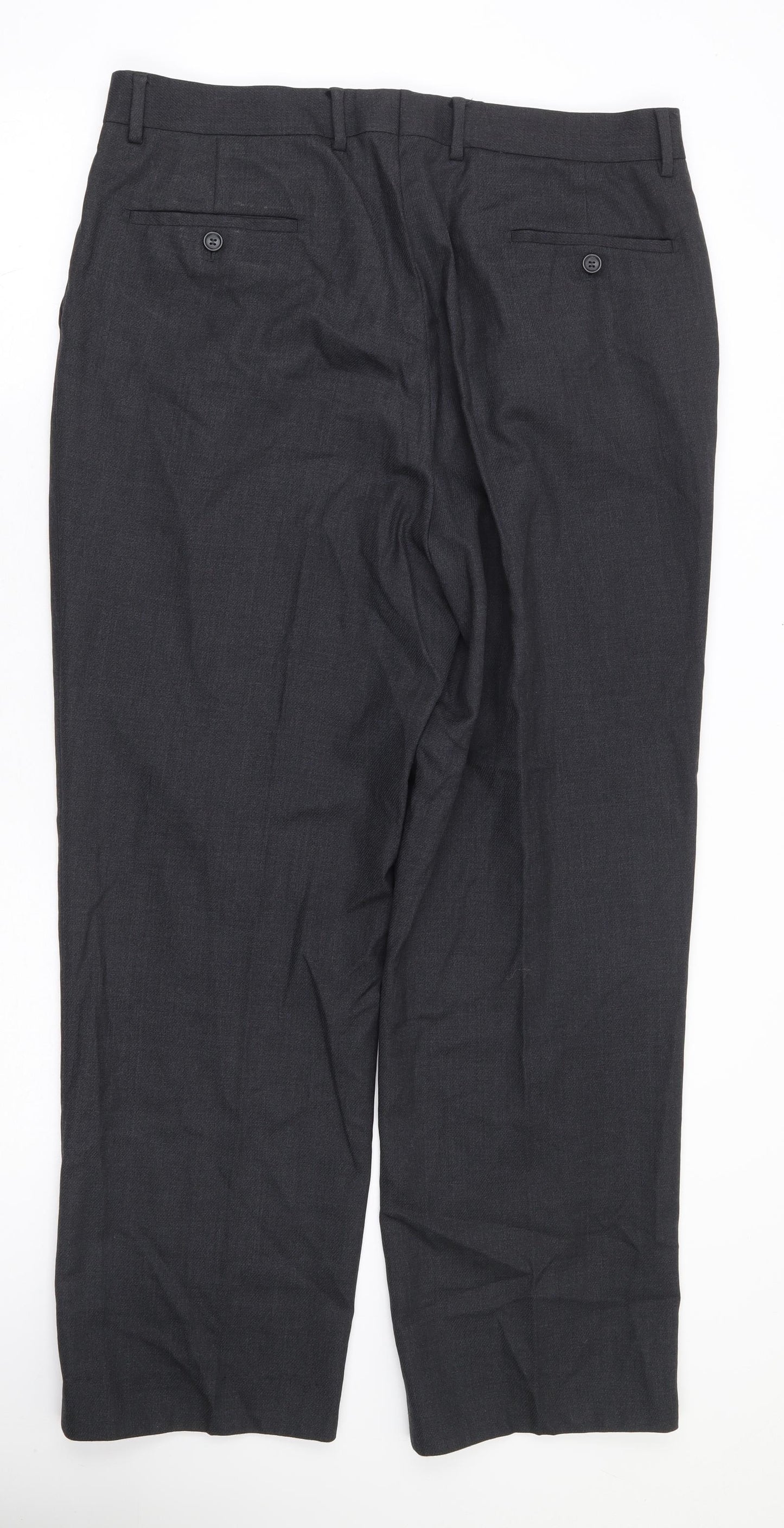 Austin Reed Mens Grey Wool Trousers Size 36 in L29 in Regular Zip - Short Length