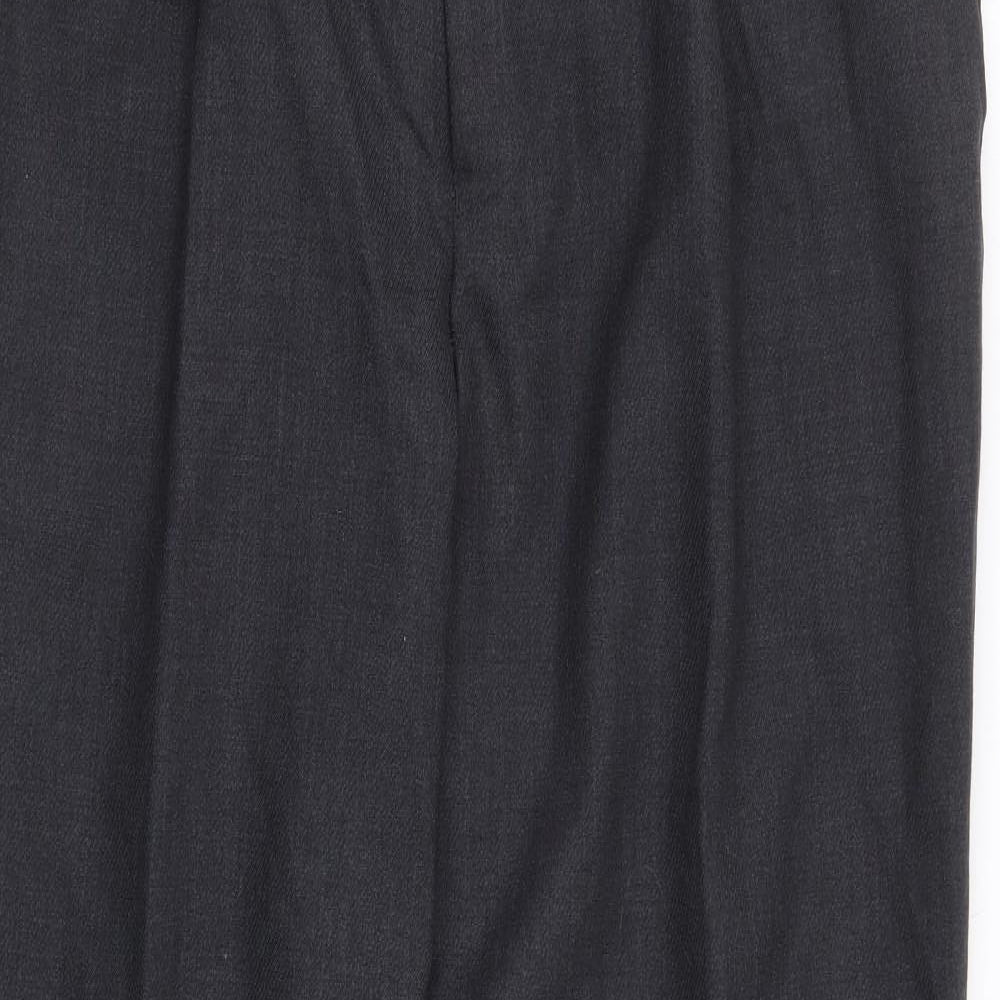 Austin Reed Mens Grey Wool Trousers Size 36 in L29 in Regular Zip - Short Length