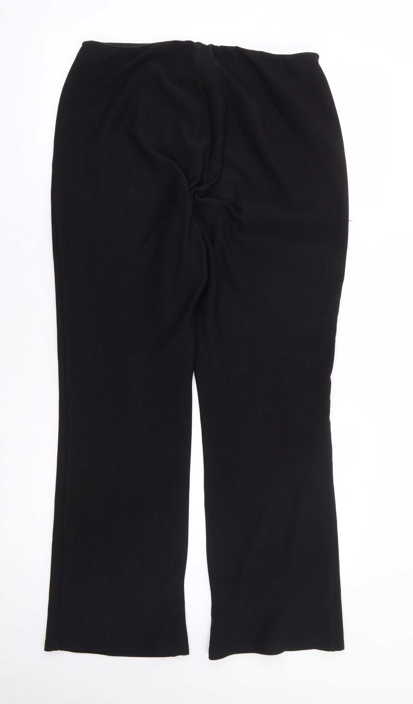Arista Womens Black Polyester Trousers Size 14 L29 in Regular - Ribbed