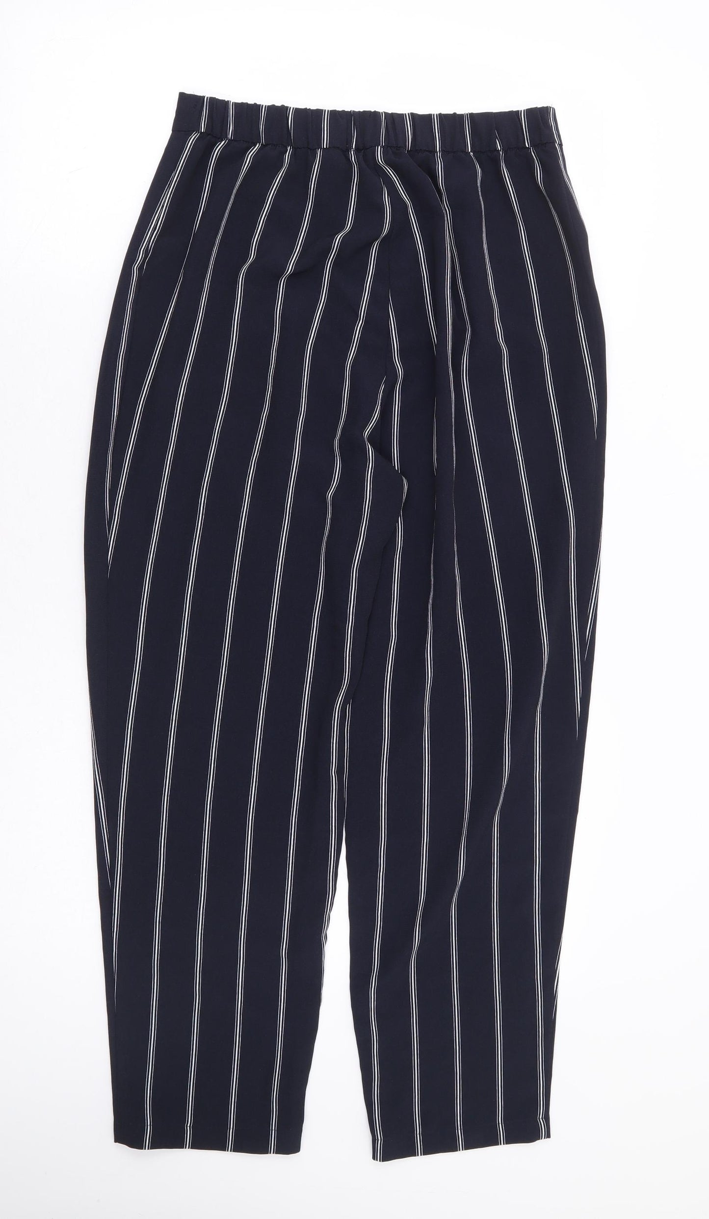 Divided by H&M` Womens Blue Striped Polyester Trousers Size 10 L26 in Regular Zip