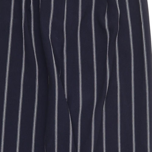 Divided by H&M` Womens Blue Striped Polyester Trousers Size 10 L26 in Regular Zip