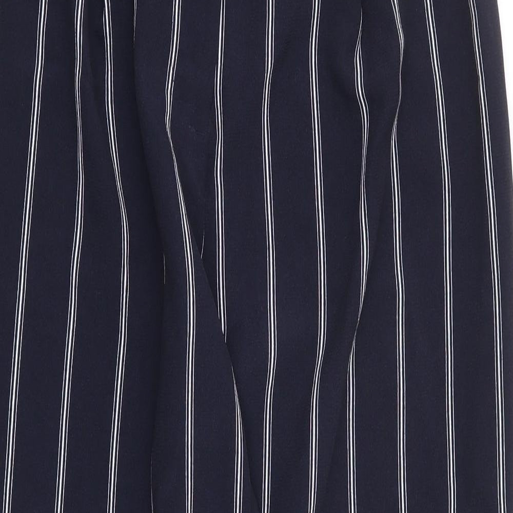 Divided by H&M` Womens Blue Striped Polyester Trousers Size 10 L26 in Regular Zip