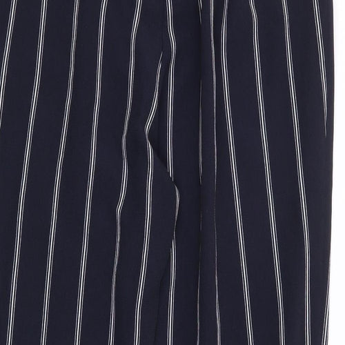Divided by H&M` Womens Blue Striped Polyester Trousers Size 10 L26 in Regular Zip