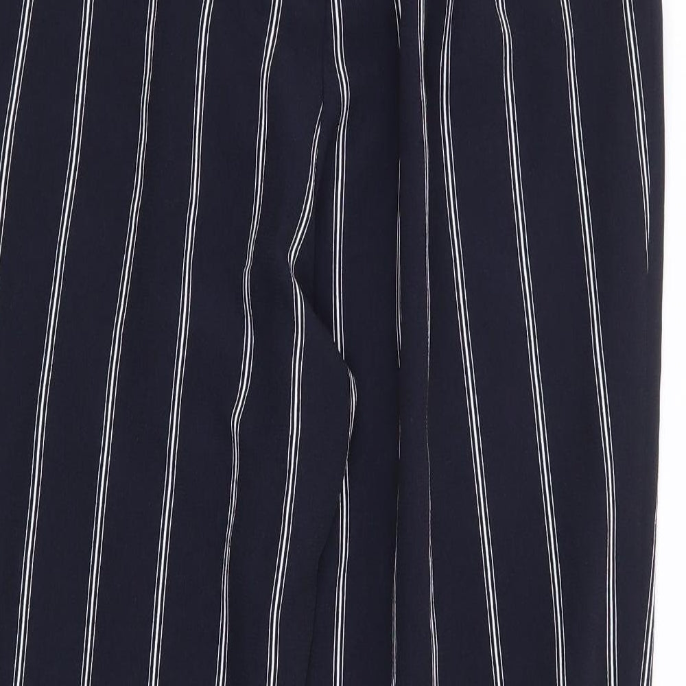 Divided by H&M` Womens Blue Striped Polyester Trousers Size 10 L26 in Regular Zip