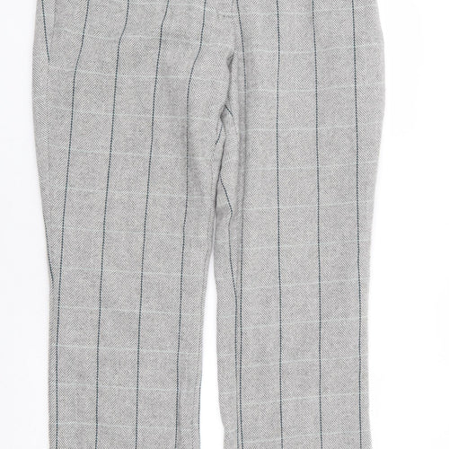 Cotton Traders Womens Grey Plaid Polyester Trousers Size 14 L31 in Regular Zip