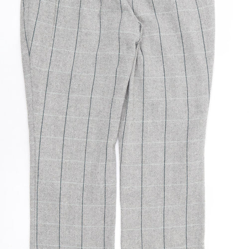 Cotton Traders Womens Grey Plaid Polyester Trousers Size 14 L31 in Regular Zip