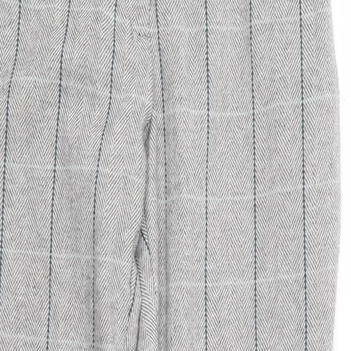 Cotton Traders Womens Grey Plaid Polyester Trousers Size 14 L31 in Regular Zip