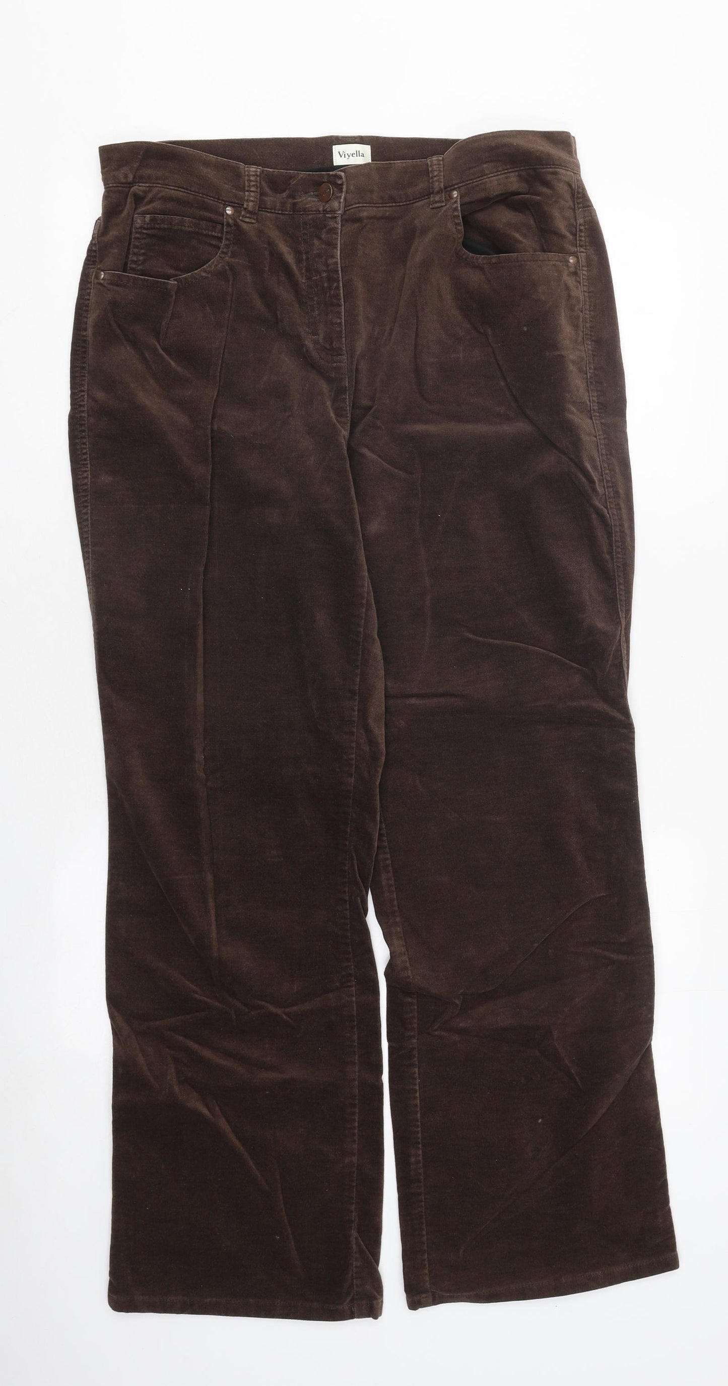 Viyella Womens Brown 100% Cotton Straight Jeans Size 14 L38 in Regular Zip