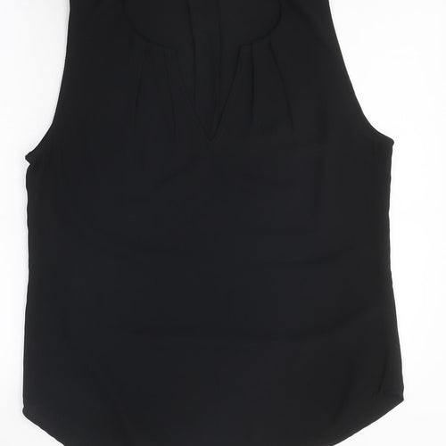 Peacocks Womens Black Polyester Basic Blouse Size 16 V-Neck