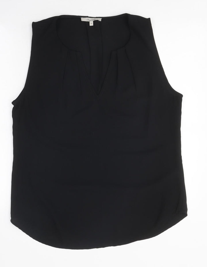Peacocks Womens Black Polyester Basic Blouse Size 16 V-Neck