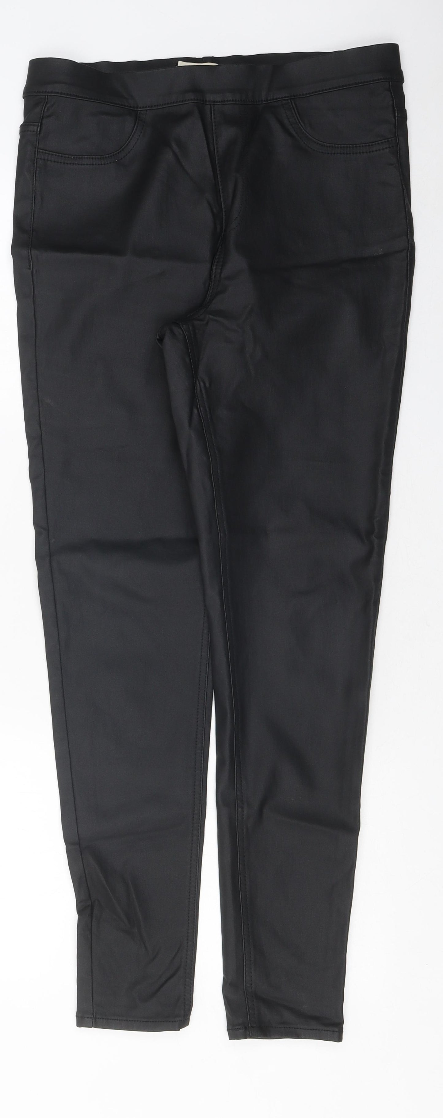 Marks and Spencer Womens Black Polyester Jegging Leggings Size 12 L37 in - Shiny