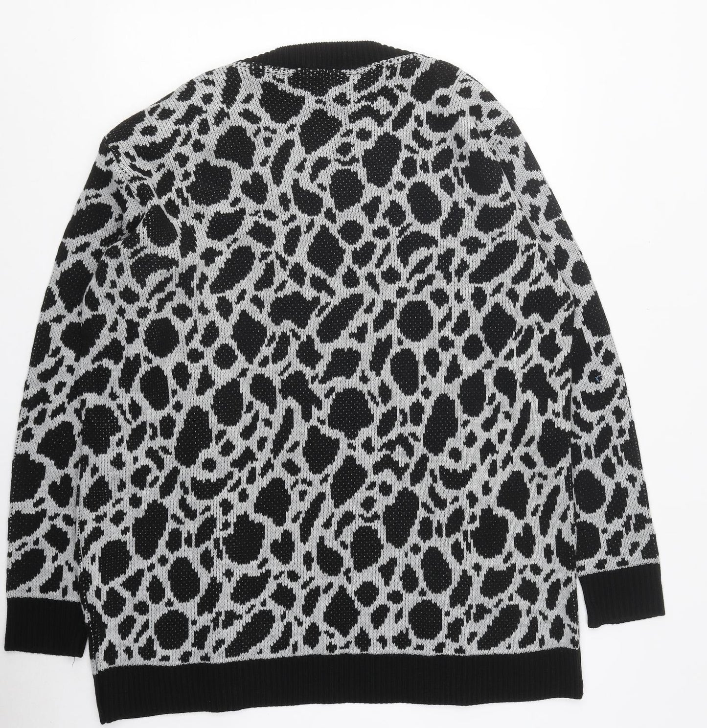 Boohoo Womens Multicoloured Round Neck Geometric Polyester Cardigan Jumper Size 24