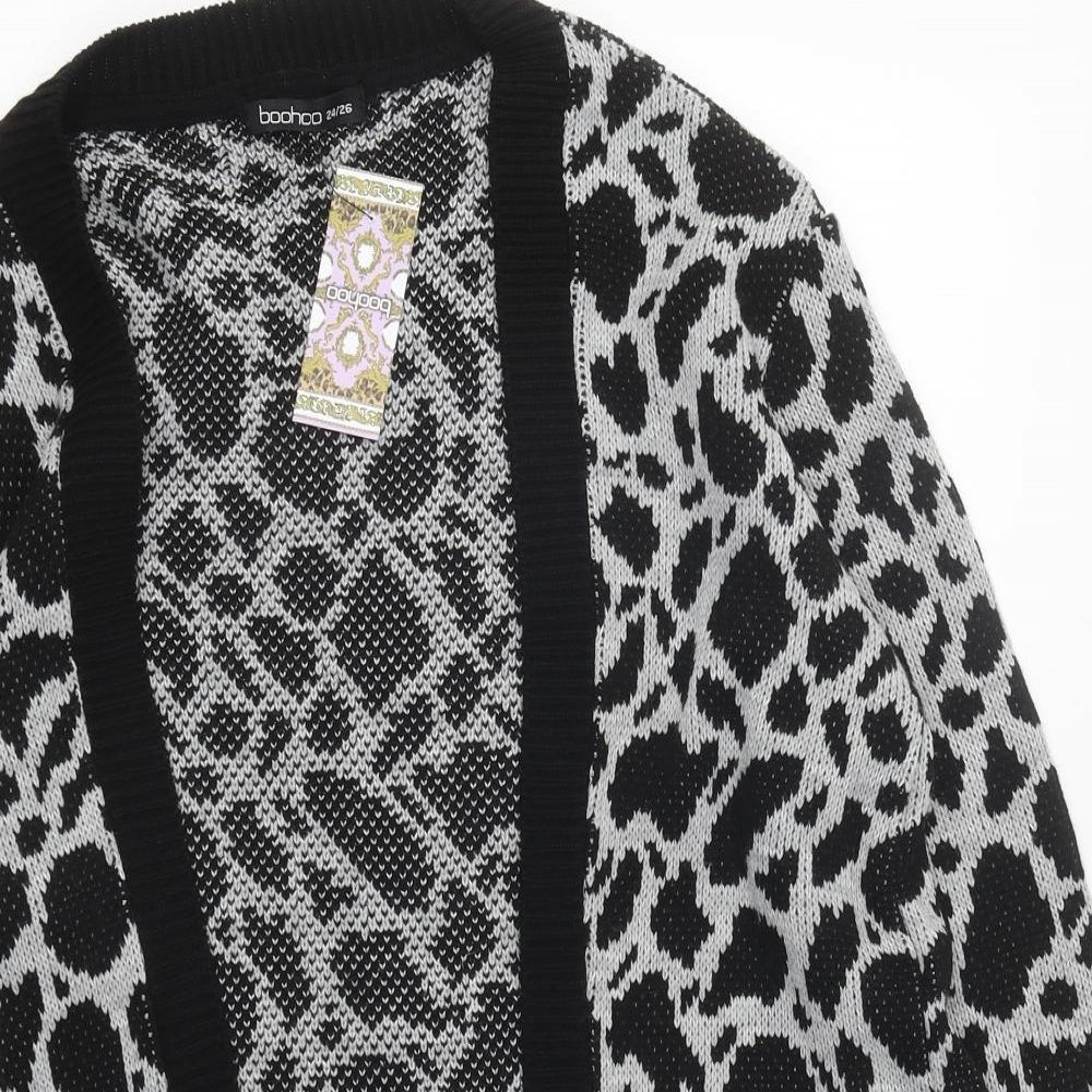 Boohoo Womens Multicoloured Round Neck Geometric Polyester Cardigan Jumper Size 24