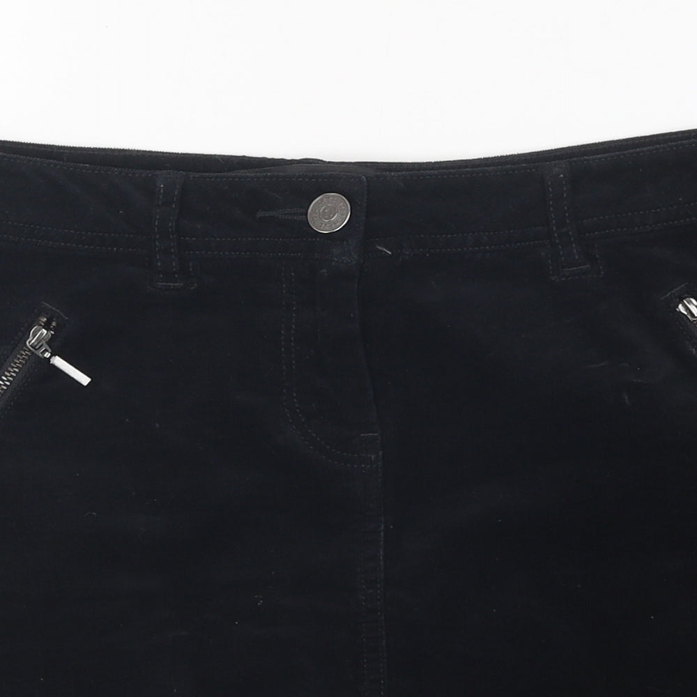 NEXT Womens Black Cotton Mini Skirt Size 8 Zip