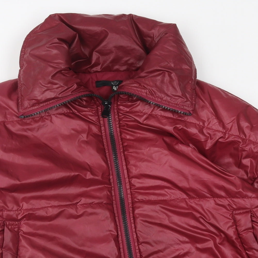 Missguided Womens Red Puffer Jacket Coat Size 10 Zip