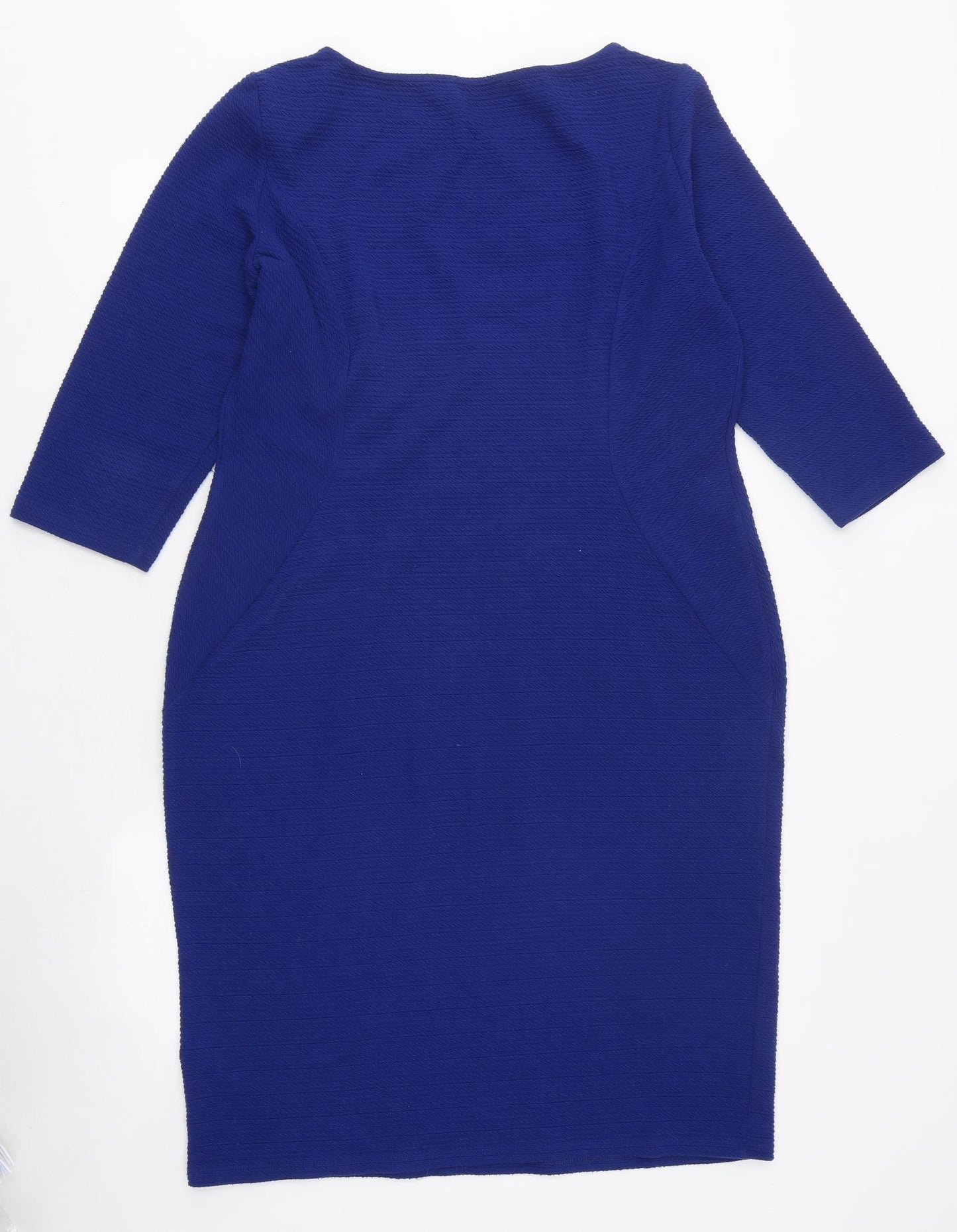 Marks and Spencer Womens Blue Polyester Jumper Dress Size 18 Round Neck Pullover