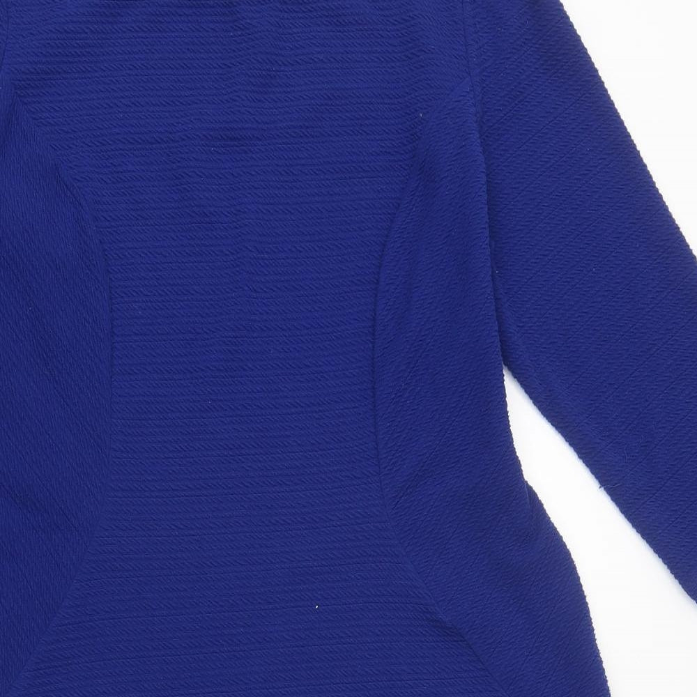 Marks and Spencer Womens Blue Polyester Jumper Dress Size 18 Round Neck Pullover