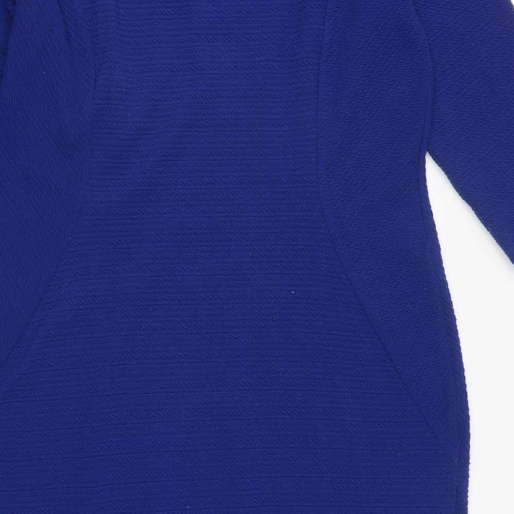 Marks and Spencer Womens Blue Polyester Jumper Dress Size 18 Round Neck Pullover