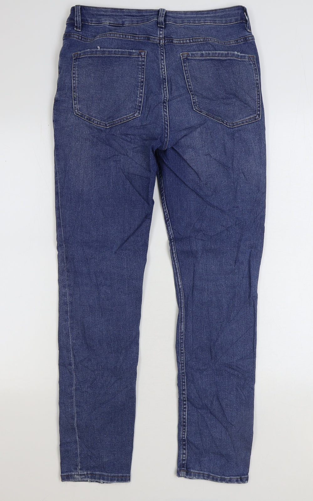 Marks and Spencer Womens Blue Cotton Straight Jeans Size 12 L30 in Regular Zip