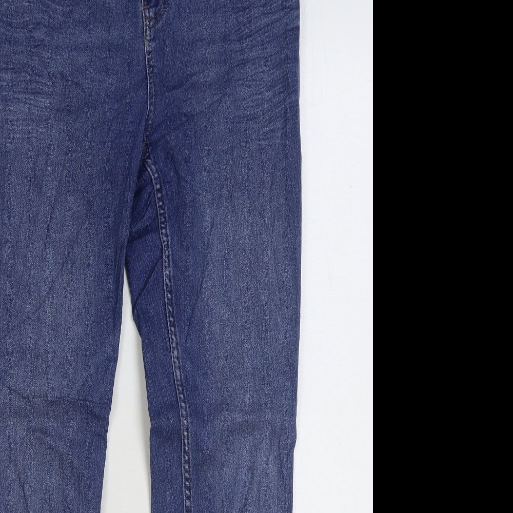 Marks and Spencer Womens Blue Cotton Straight Jeans Size 12 L30 in Regular Zip