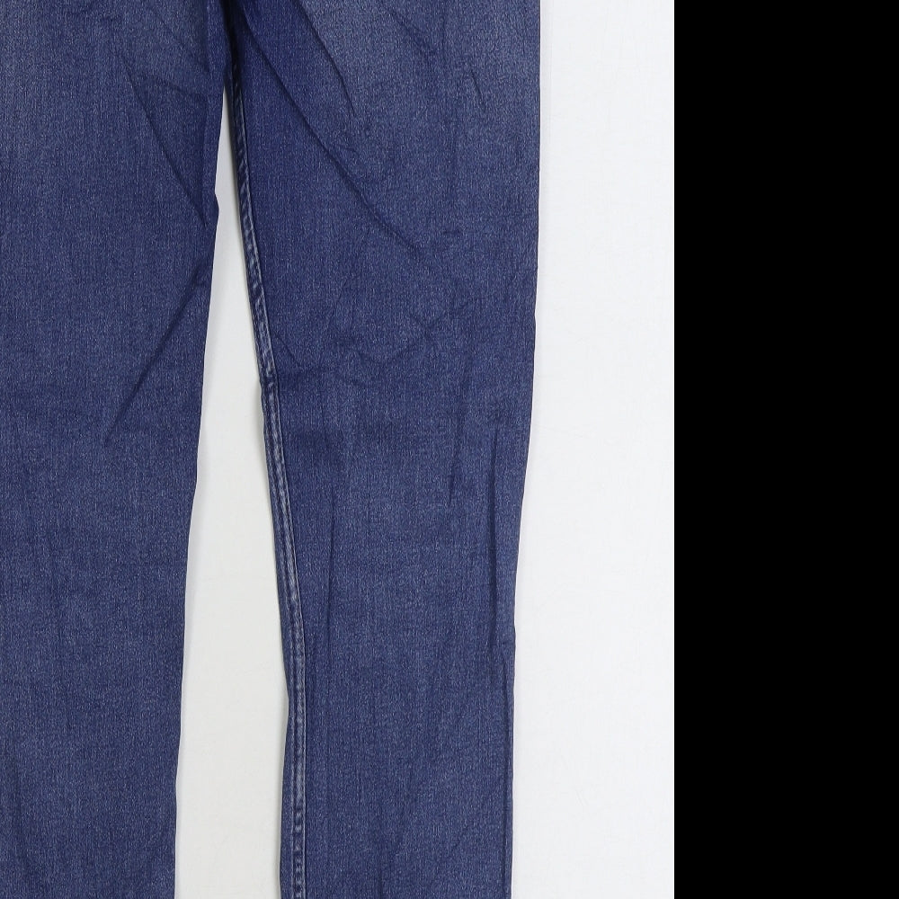 Marks and Spencer Womens Blue Cotton Straight Jeans Size 12 L30 in Regular Zip