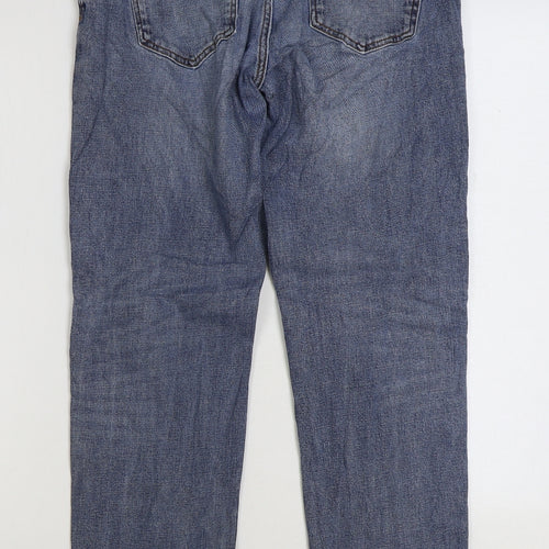 NEXT Womens Blue Cotton Straight Jeans Size 30 in L29 in Regular Zip
