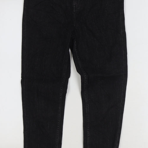 Marks and Spencer Womens Black Cotton Skinny Jeans Size 10 L26 in Regular Zip